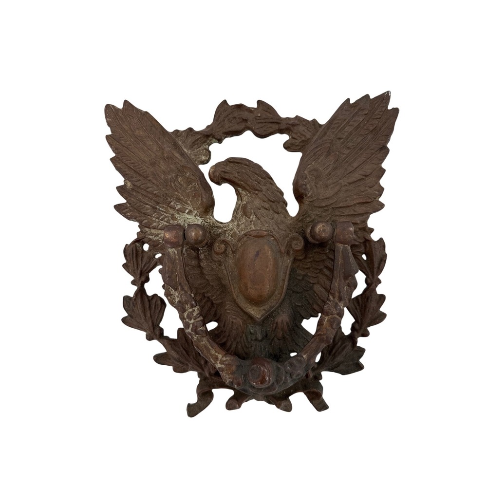 Door Knocker Brown Eagle Wreath Federal Cast Metal Vintage‎